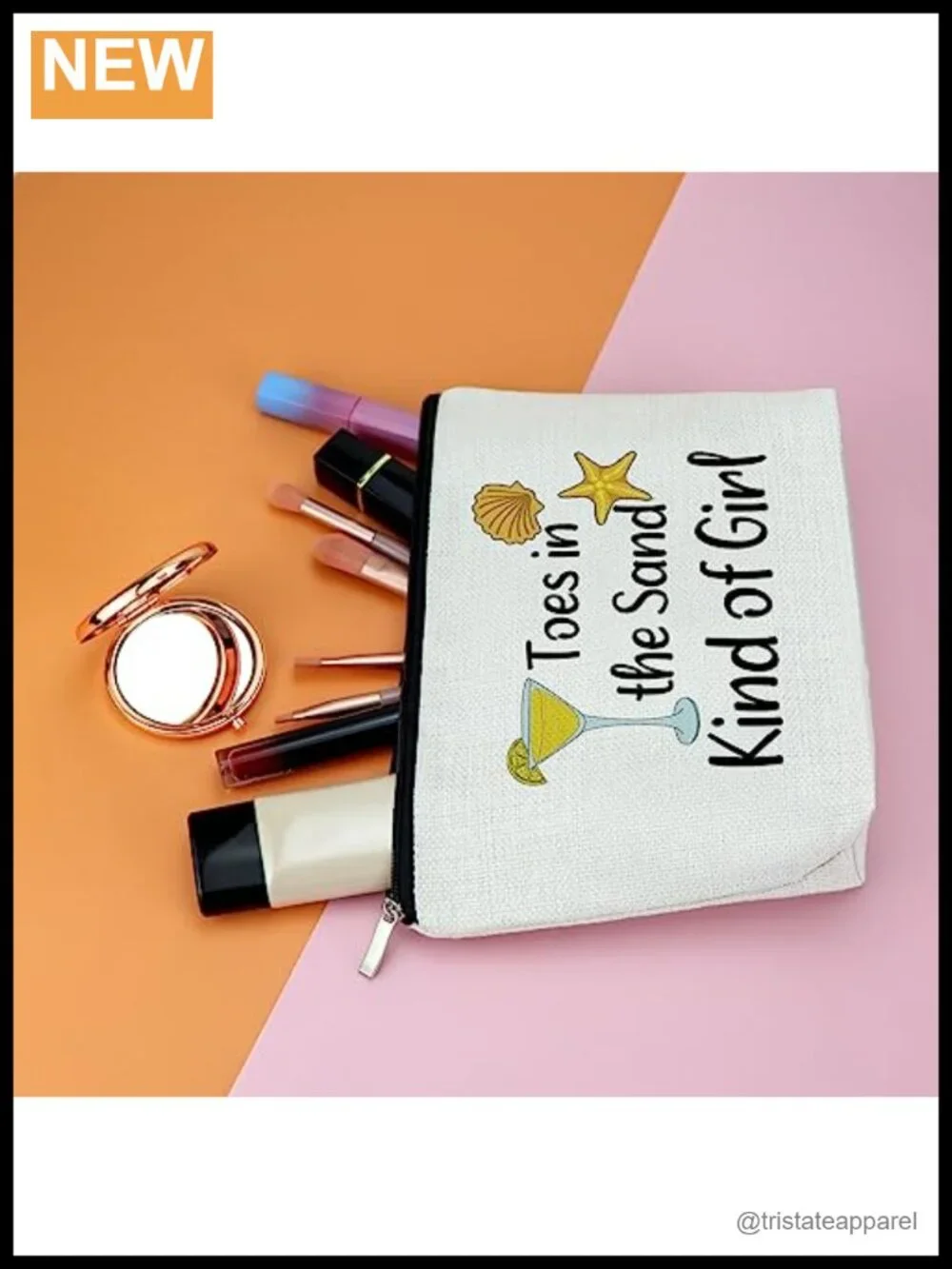 Canvas Cosmetic Bag Travel Makeup Case Beach Gift Women Toes In Sand